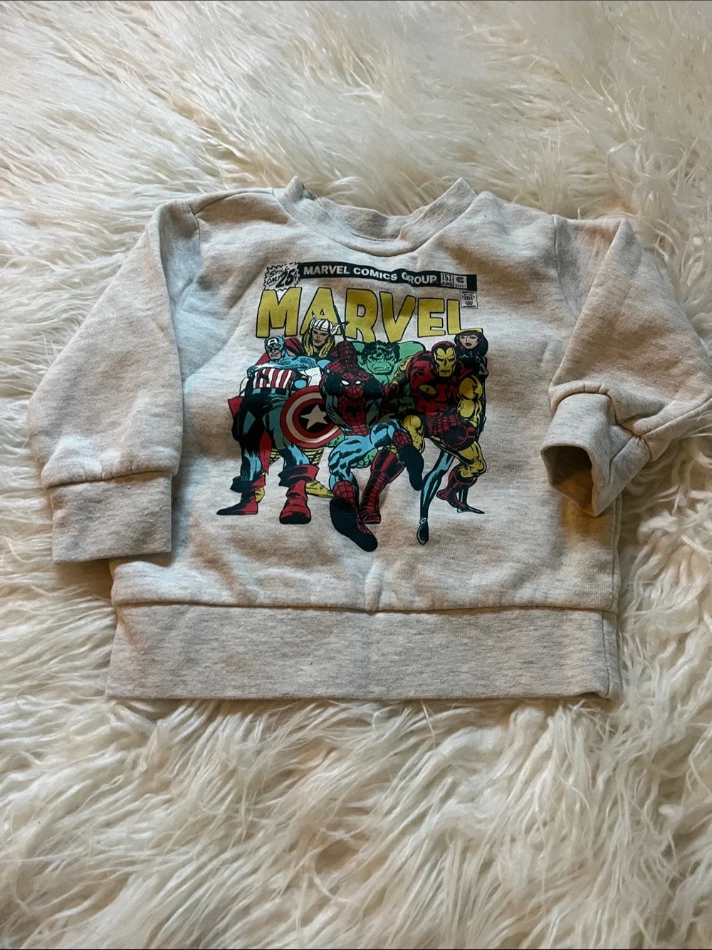 Marvel Kids Light Gray One-Piece with Multicolor Avengers Graphic